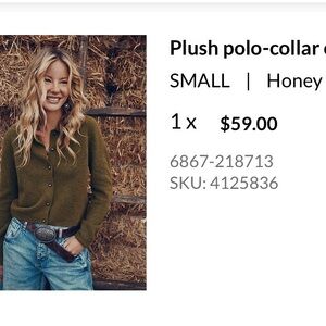 Simons Honey Green Polo-Collar Cardigan